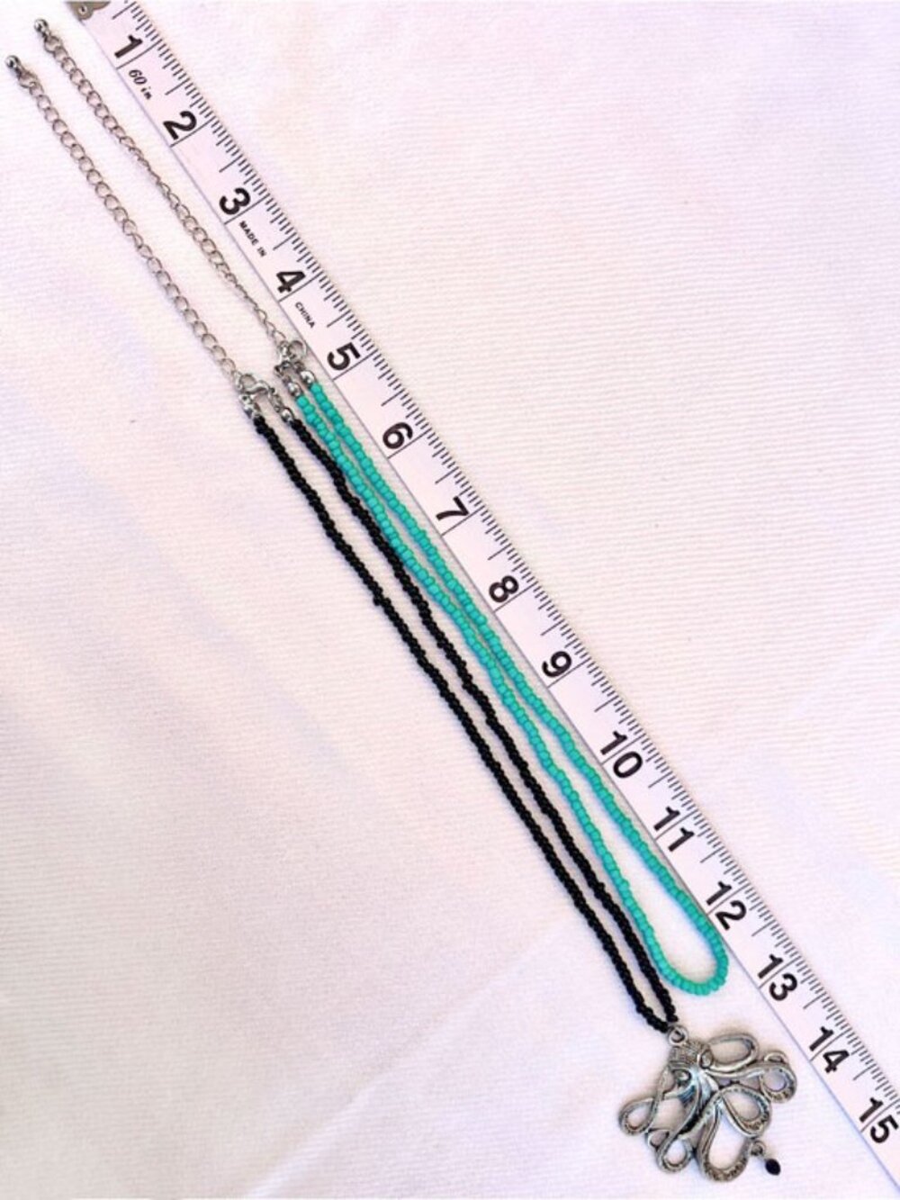 Black & Turquoise Seed Bead Necklaces with Kraken Octopus Pendant - Picture 6 of 7